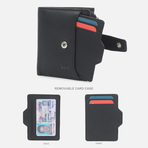Alphahide Cartera Plegable Compacta De Cuero Genuino Para Mu