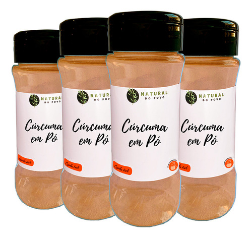 Cúrcuma Em Pó 100% Puro Kit 4 Pote Com Dosador 60g