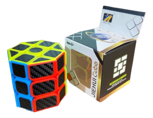 Cubo Rubik Spinner Cilindro 3x3 Recortado Fibra De Carbono.