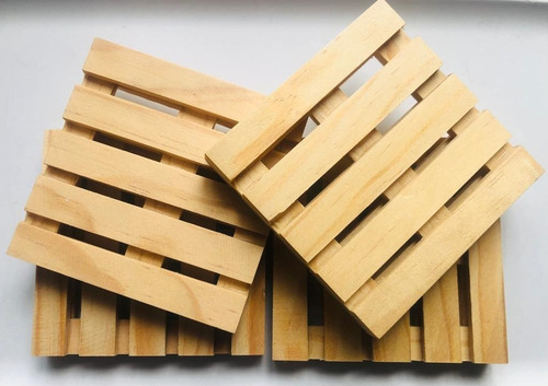 Mini Tarimas Posavasos Decoración Madera Pino 2 Pzas 10x10cm