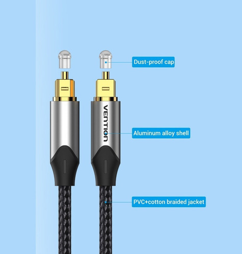 Cable Digital Premium Toslink 2m Optico Tv 7.1 Reforzado Oro