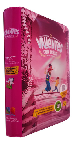 Biblia Rvc Valiente Con Jesús Niños Ayudas Qr Cierre Rosado