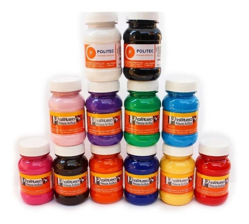 Kit 12 Pintura Acrílica Politec 100 Ml Acrílico Colores