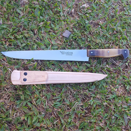Faca Estilo Formiga Aço Carbono 8'' Cabo Chifre Bainha Couro