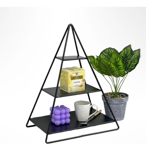 Repisa Decorativa Triangular Metal Negro