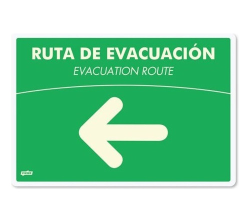 Señal Ruta Evacuación Izquierda Fotoluminicente 35 X 24 Cm !