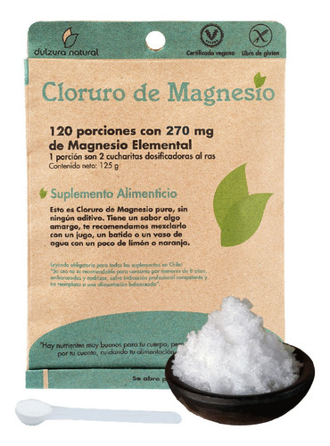 Imagen 1 de 1 de Cloruro De Magnesio Dulzura Natural En Polvo 125 Gramos