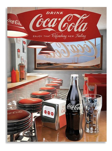 Cuadro Decorativo En Mdf De 50 * 35 Cm Coca Cola Retro