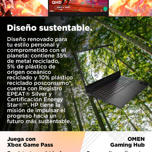 Laptop Gaming OMEN 16-xf0000la Negro AMD Ryzen 9 16 GB RAM GPU NVIDIA GeForce RTX 4070 1 TB SSD 16.1" FHD - Excelente (Reacondicionado)