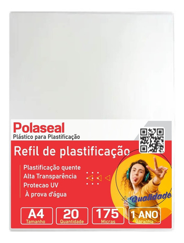 Imagem 1 de 4 de Polaseal Plástico Para Plastificação A4 220x307x0,07mm 20un