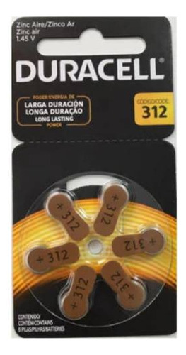 Pila Auditiva Duracell D312x6 1.45 Volt Fx