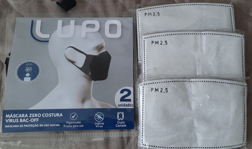 Imagem 2 de 7 de 2 Máscaras Lupo + 30 Filtros Descartáveis C/ 5 Camadas Pm2.5