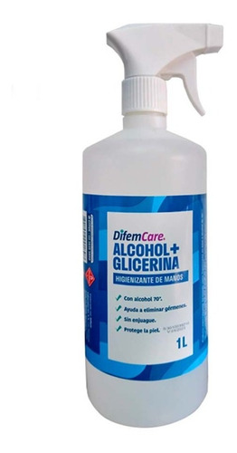 Alcohol + Glicerina Spray 70° Con Glicerina 1.0 Lt Difem