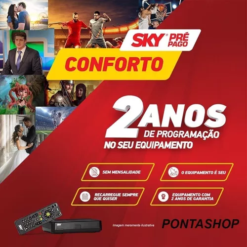 Receptor Sky Pre Pago Conforto Livre + Kit Antena Completo | PONTA-SHOP
