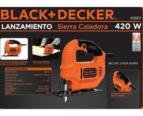 Imagen 6 de 8 de Sierra Caladora Black & Decker Ks501 420w