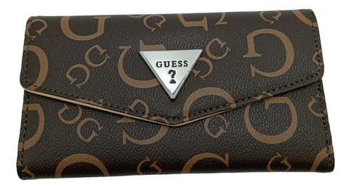 Billetera Guess 31hp220032 Con Diseño Liso Color Caqui De Cuero - 9cm X 11cm X 7cm