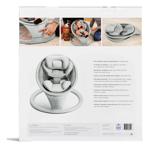 Munchkin Electric Baby Swing Vibration Bluetooth Grey Gris