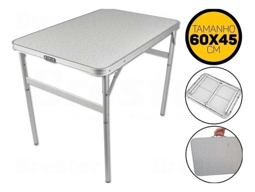 Mesa Multiuso De Alumínio Dobrável 60x45 Maleta 695828 