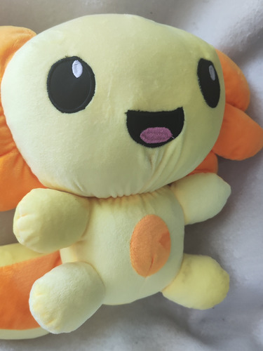 Ajolote Peluche Suave 30x30cms De Calidad Crema Naranja