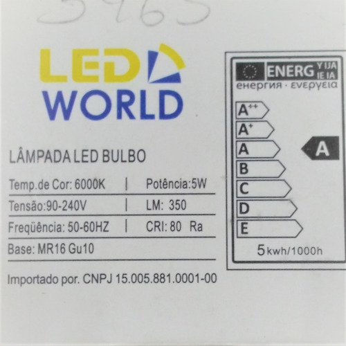 Pack - Bombillo Led Spot Dicroico Gu10 5w, Luz Blanco Frio