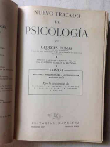 Nuevo Tratado De Psicologia (tomo 1) Georges Dumas