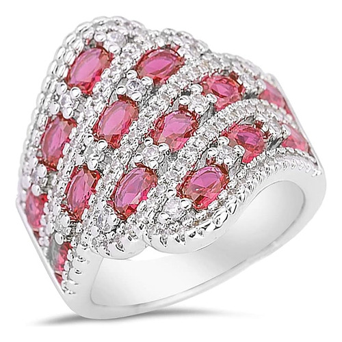 Anillo Piedras Preciosas Rojas Para Mujer Anillo Cristal Cha