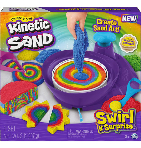 Kinetic Sand, Swirl N Surprise Playset Con 2 Lbs De Play Sa