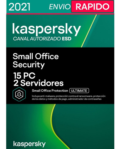 Imagen 1 de 3 de Kaspersky Small Office Security 1 Servidor + 15 Pcs 2 Años