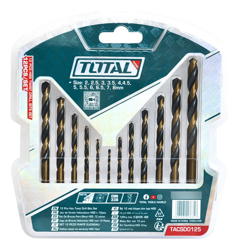 Set De Brocas Total Tacsd0125 Hss 12pcs Pack X 2 Blister 12