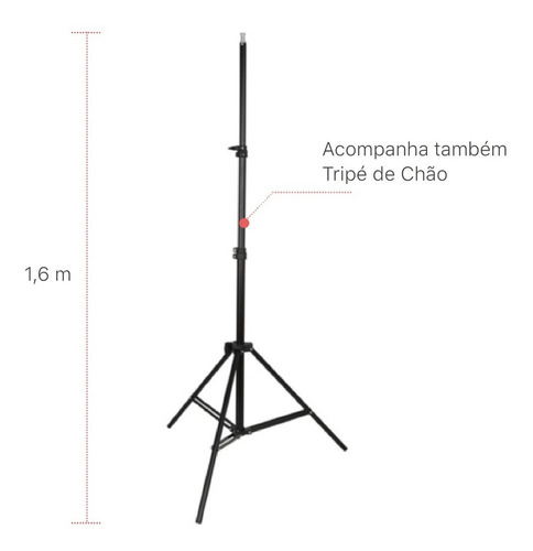 Ring Light 26cm Geniali Selfier X Com Tripé 1.6m E De Mesa