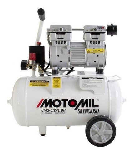 Compressor de ar elétrico Motomil CMS-5/24BR monofásica 24L 1cv 127V 60Hz branco