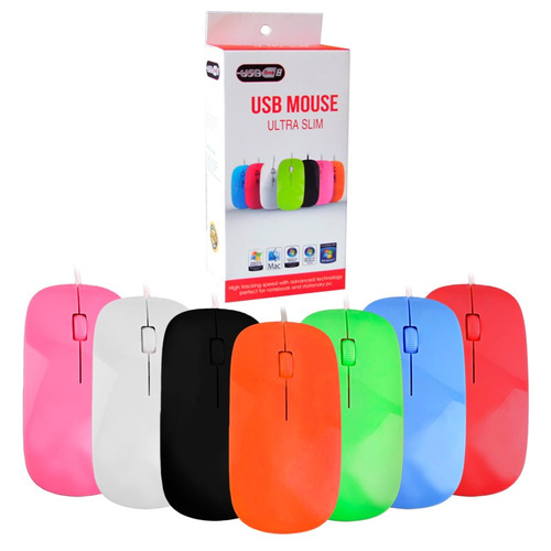 Mouse Óptico Cable Usb Ultra Slim Distintos Colores