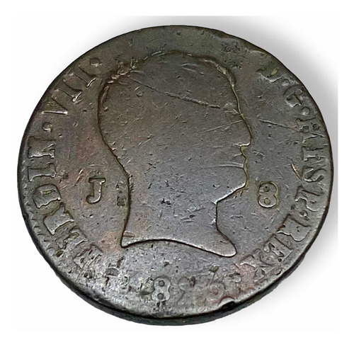 Moneda Cobre Antigua España 8 Maravedis 1826 R. Fernando Vii (Usado)