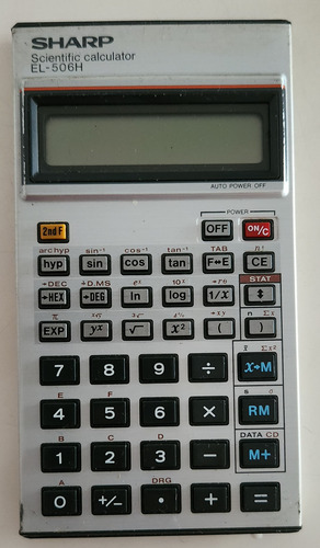 Antigua Calculadora Sharp El-506h Funciona Falta Pilas Negro Y Gris (Usado)