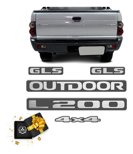 Kit Emblema Adesivo Resinado Mitsubishi L200 Outdoor Gls 4x4