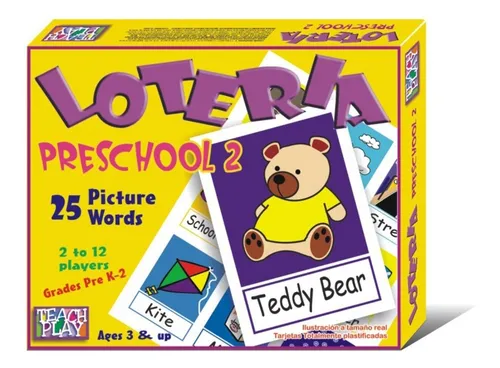 comprar Juego De Lotería Didáctica Para Niños Y Adolescentes De Las Primeras Palabras En Inglés Teachplay Incluye 25 Palabras Básicas En Idioma Inglés 2 A 12 Jugadores Lotería Preschool 2