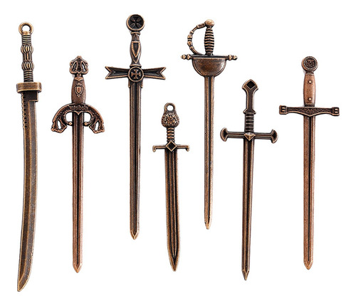 Nuevo 7 Piezas Mini Colgantes De Espada Antigua, Dijes