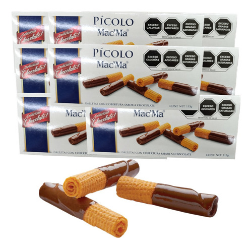 Pícolo Barquillo 12 De 115g C/u Cobertura Chocolate Mac Ma