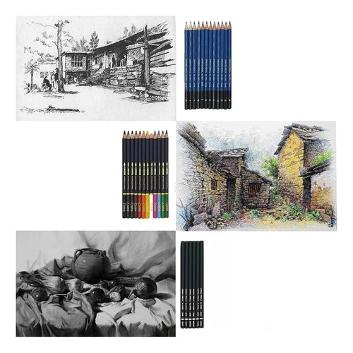Zhmy Conjunto De Lápis 83pcs Kit De Esboço De Pintura De