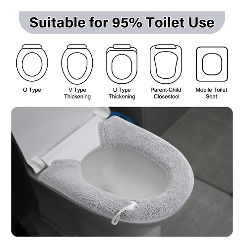 Paquete De 2 Fundas Para Asiento De Inodoro Modelo Felpa Color