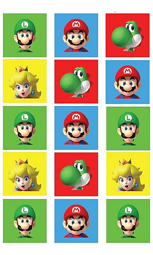 40 Stikers Cuadrados 5cm Pegotines Autoadhesivos Mario Bros