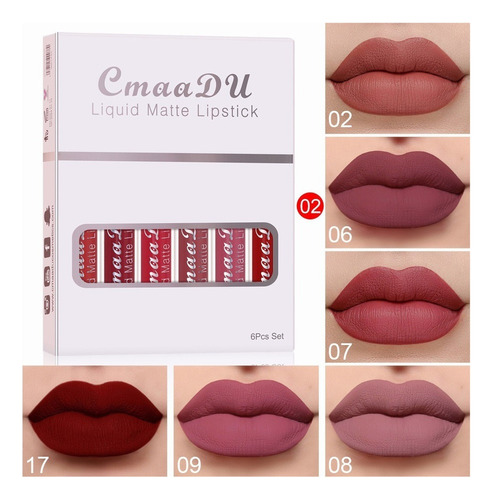 Kit Lipstick Matte Tintas For Lips 6 Units