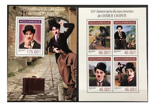 2014 Cine- Charlie Chaplin- Mozambique (2 Bloques) Mint