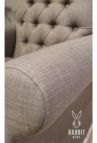 Imagen 4 de 10 de Sillon Mecedor Ibis Con Capitone Lino Ideal Para Amamantar