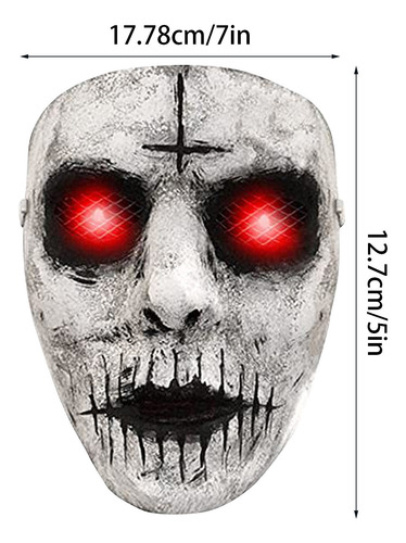 Máscara Assustadora De Halloween Vermelha Com Led Brilhante