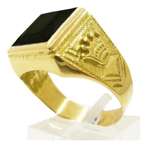 Anillo Oro Hombre Corona Sello Oro Corona Hombre Piedra Onix