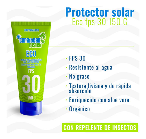 Protector Solar Caribbean Beach Fps30 Repelente Insectos150g