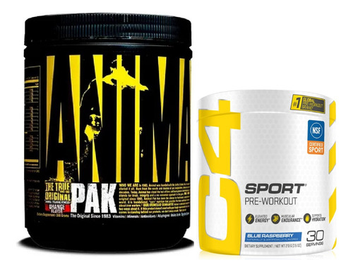 Pack Animal Pak 44 Serv +  Pre Entreno C4 Sport 30 Serv