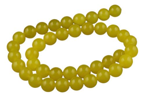 Jade Amarelo Bola Esfera Lisa 10mm Teostone Colar 40cm 31