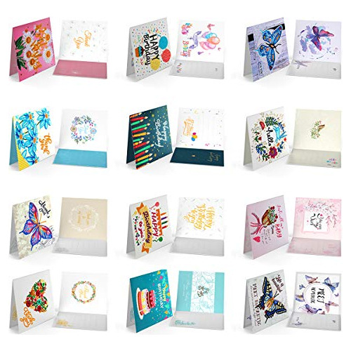 Paquete De 12 Tarjetas De Cumpleaños Kits De Pintura D...